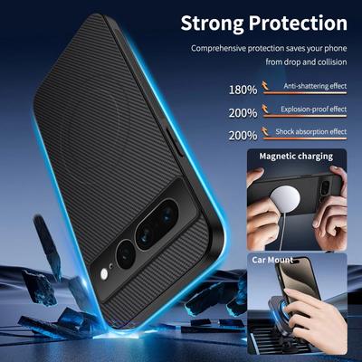 Carbon Fiber Wireless Charging Magnetic Cases For Google Pixel 6 7 Pro 8A Lens Protection Silicone Soft Bumper Cover Phone Case