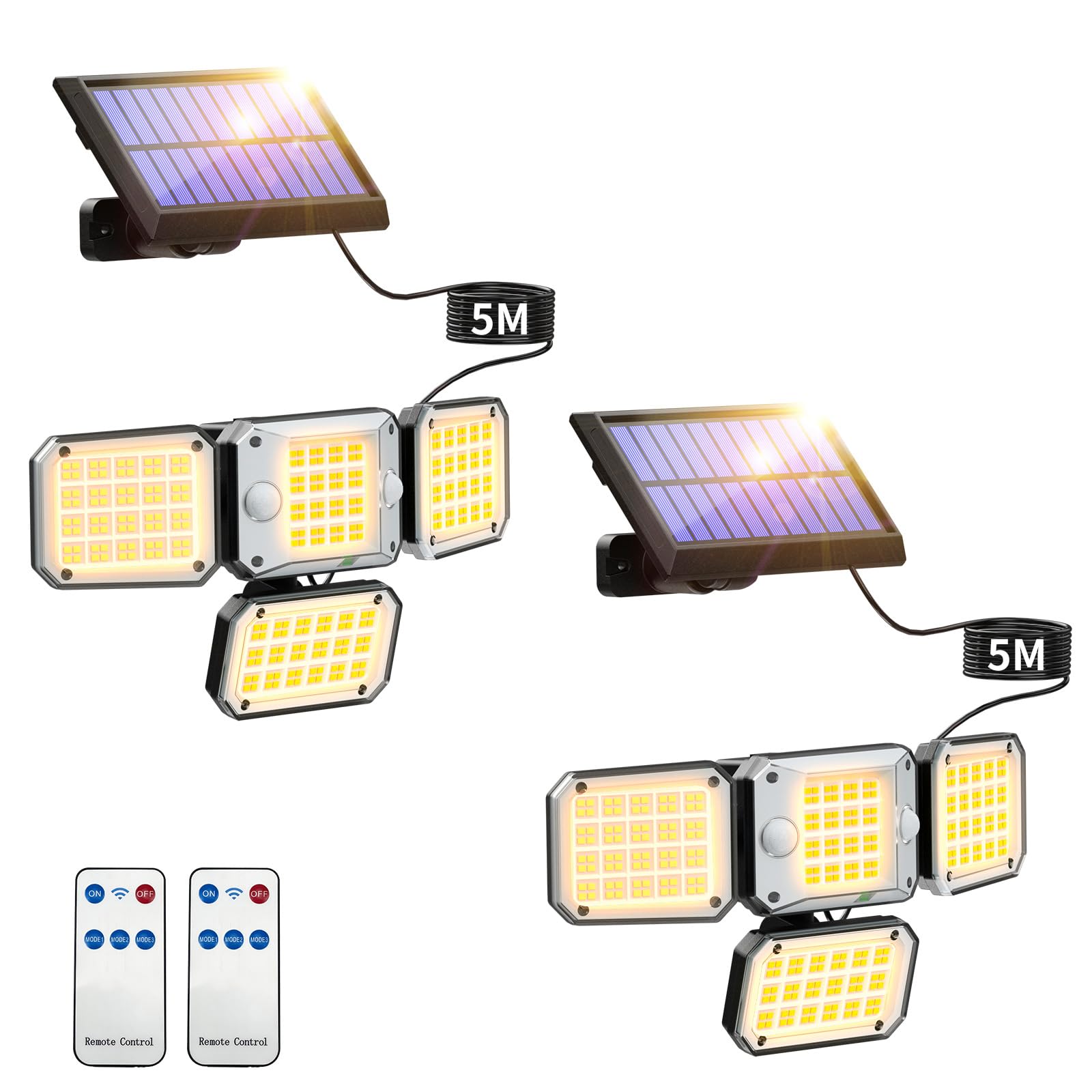 

GLOWDAWN Solar Light, Outdoor, Waterproof, Motion Sensor Light [2 Sensors294 LEDs4-Sided LightSeparate Type], 3000 Lumens, 5M Extension Cord, IP65