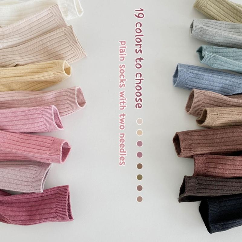 Kids Simple Crew Socks Plain Ankle Socks Breathable Booties Socks Calf Socks