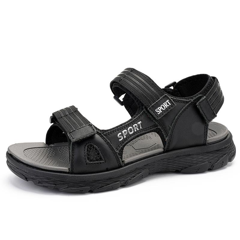 

Модные дышащие мужские сандалии из натуральной кожи, летние пляжные шлепанцы, обувь рыбака, сандалии с мягкой подошвой, акваобувь для плавания 46 чёрный