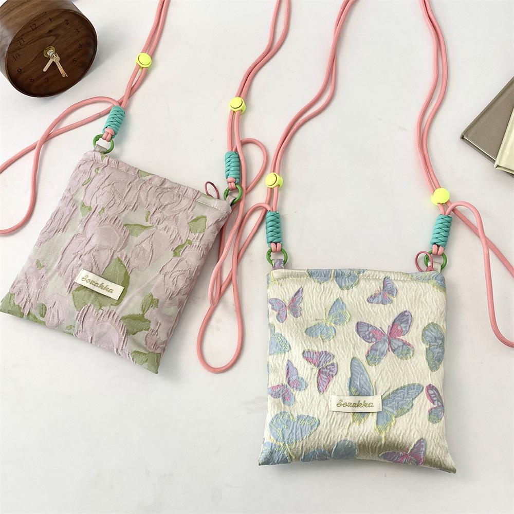 Colorful Butterfly Phone Pouch Girl's Crossbody Bag Adjustable Shoulder Bag Small Coin Purse Handbags Crossbody Bags for Women