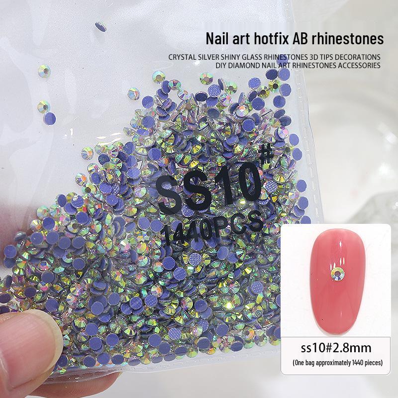 Nail Art Rhinestones Set: 1440pcs Hotfix White Round Flat Back Stones for Nail Decoration.