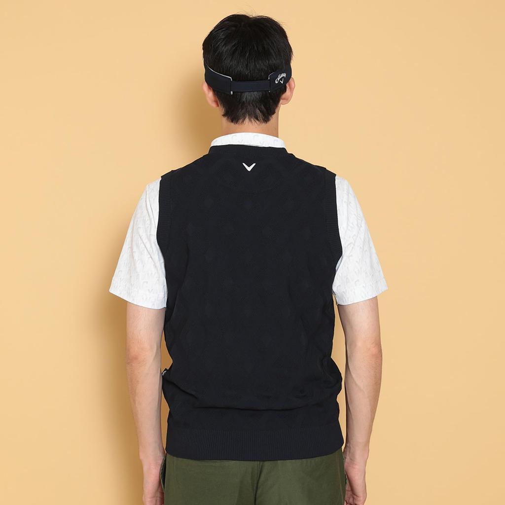 Pánská pletená vesta Golf C24219100 [Callaway] s výstřihem do V (diamantový žakár) / / 1120_Navy