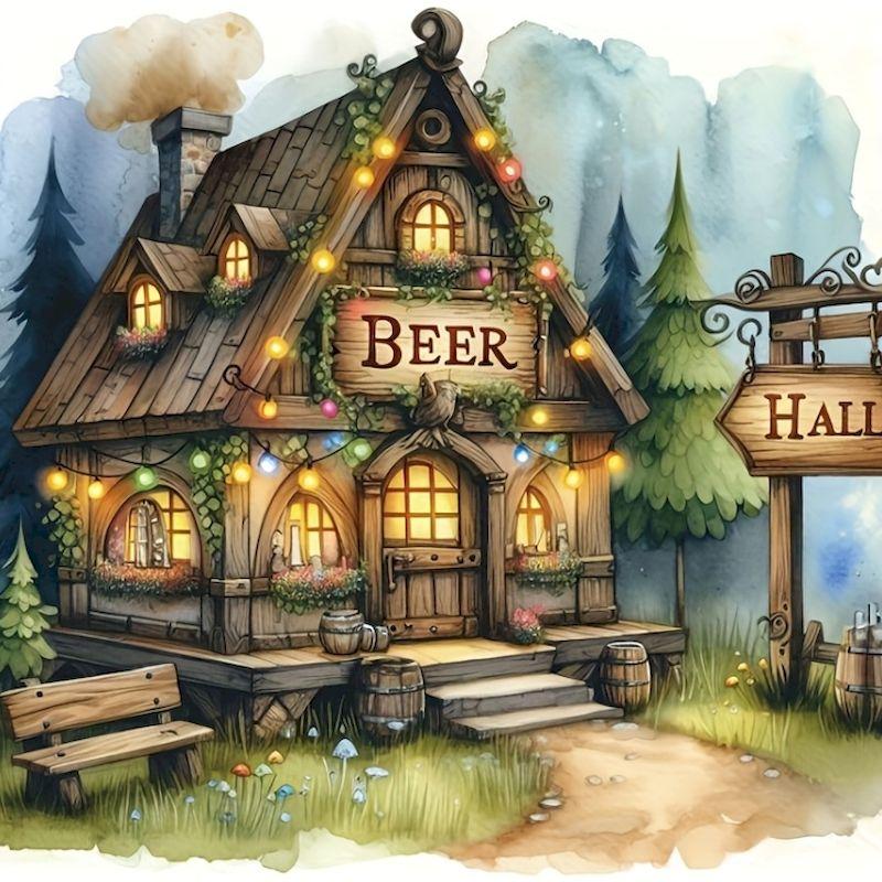 

CHENISTORY Diamond Painting Full Drill Square Tavern House Diamond Embroidery Mosaic Forest Landscape Rhinestone Home Decoration Full Square 25x25cm червоний