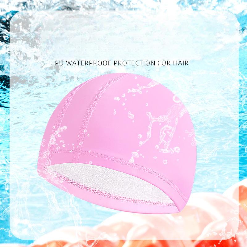PU Coated Waterproof Swimming Cap, Soft and Springback, Adult Sports Swimming Ear Protection Swimming Cap
