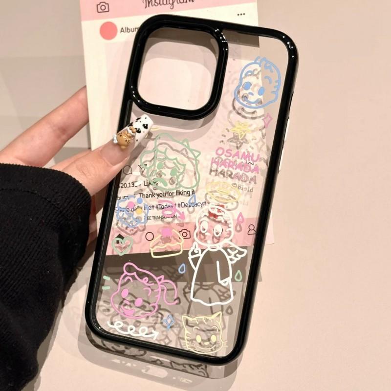 Harada Osamu Graffiti Design Soft Silicone Phone Case IPhone 16 Pro Max 15 14 13 Full Coverage Anti-Drop