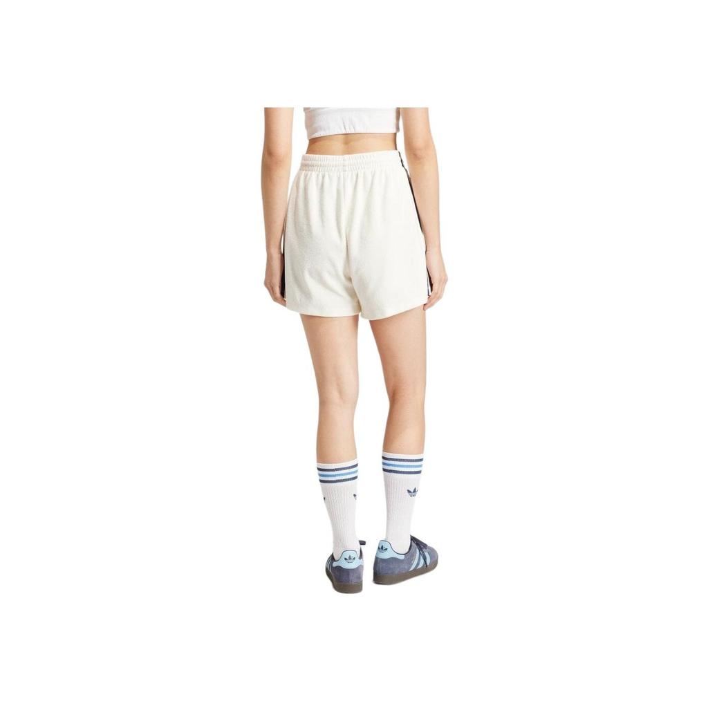 Adidas Originals Striped Logo Elastic High Waist Loose Straight Casual Shorts Women Shorts White IT9841