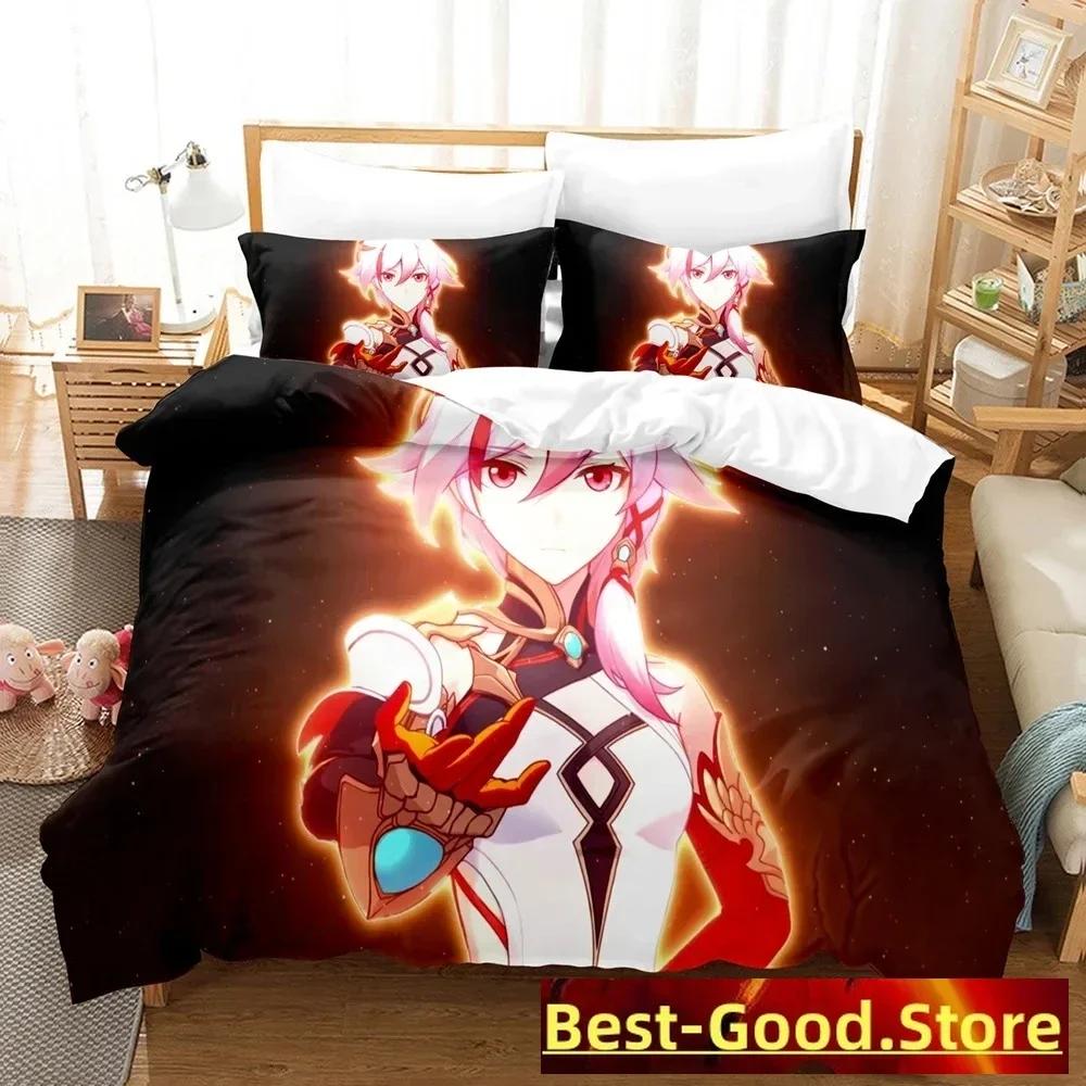 Honkai Impact 3 Bettwäscheset Einzelbett Twin Full Queen King Size Spiel Anime Bettset Aldult Kind Schlafzimmer Bettbezugsets 3D Druck 013