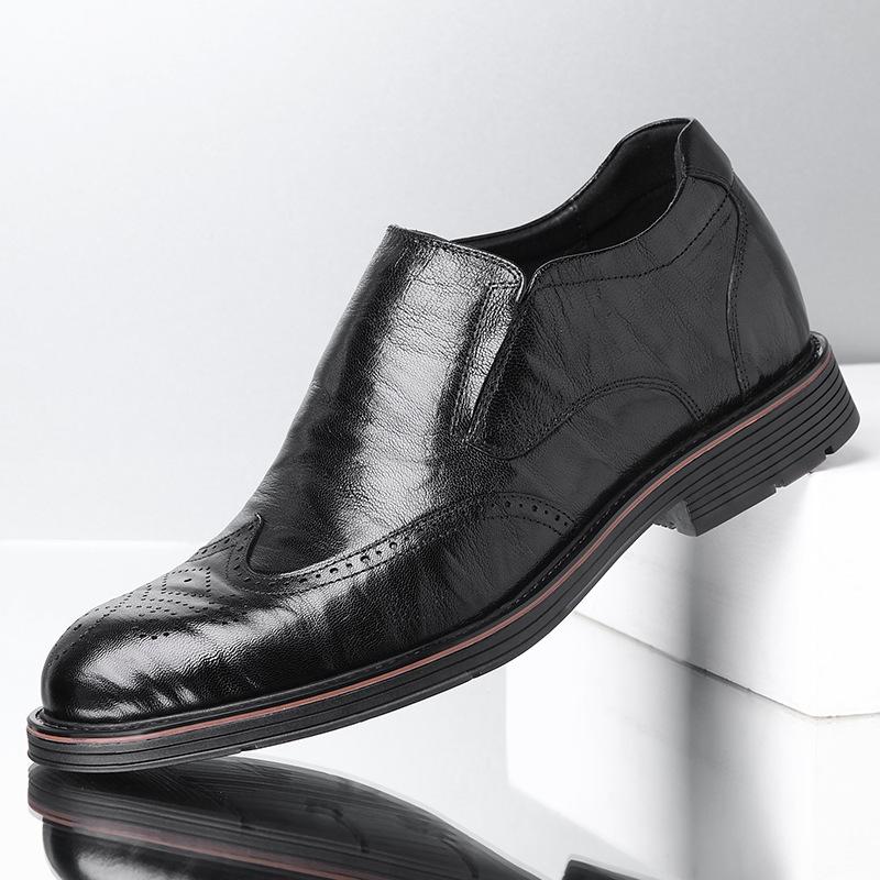 First layer sheepskin Brock men's leather shoes business dress heightening shoes one pedal foot cover casual beef tendon sole men's shoes