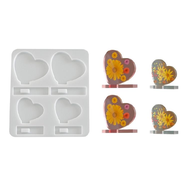 

Elastic Silicone 4 Heart Mould For Resin Art Candle Making And Creative Studios Applications 1