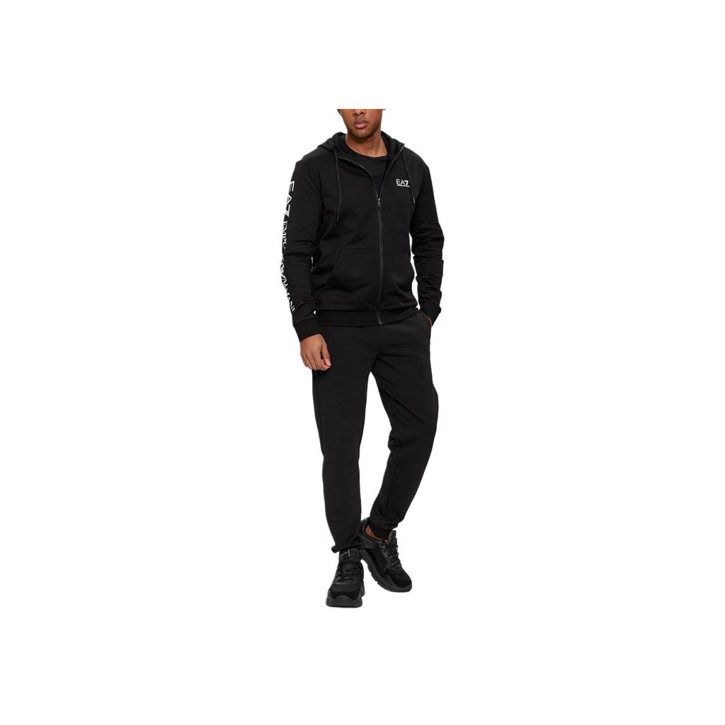 Emporio Armani Mikina s kapucí a potiskem, na zip, s dlouhým rukávem, pánská, černá 8NPM13-PJ05Z-1200
