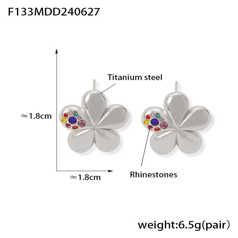 

Серьги-цветы с бриллиантами, пятилепестковый цветок, креативный дизайн, титановая сталь с золотым покрытием, Advanced Sense