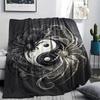 1Pc Dark Spider Print Flannel Blanket, High quality Comfortable for All Seasons, Home Decor, Warmth and Comfort, Perfect for Christmas Gifts W89