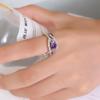 European & American Heart-Shaped Diamond Couple Ring - Metal Hollow Design, Inlaid Temperament Jewelry, Niche Style