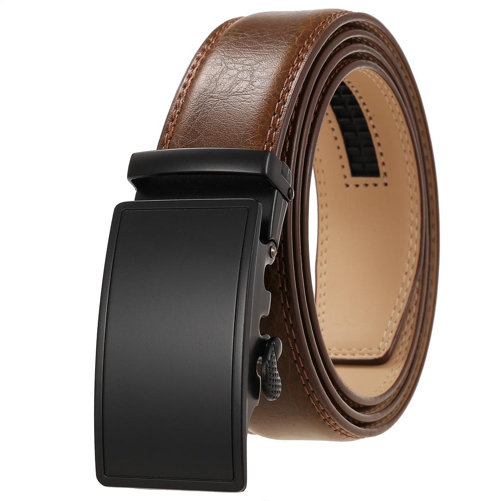 1Pcs Fashion Automatic Buckle Belt, Men'S Belt, Two-Layer Cowhide Ly35-1070-1
