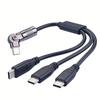 USB C 1 Male to 3 Male Splitter Data Transfer Charging 180 Degree Rotation Extender Splitter Cable for Smartphone