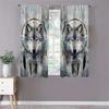 2PCS Bohemian Wolf Head Curtains with Rod Bag Design for Privacy Protection   Suitable for Various Decorative Scenarios