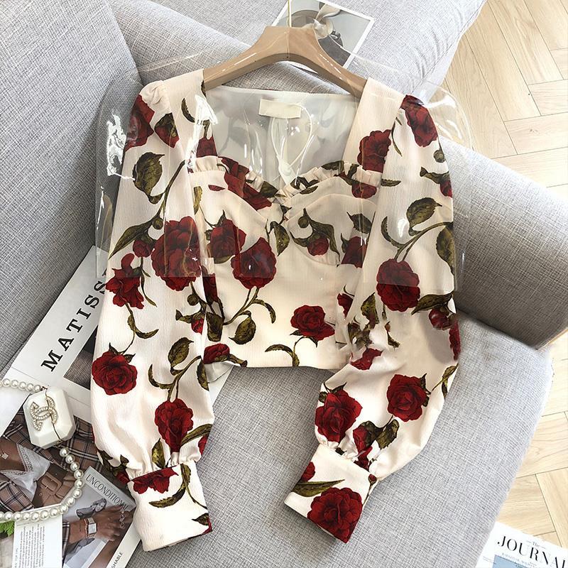 Hong Kong Style Shirt Women's Spring/summer Thin French Style Chic Retro Chic Shirt Top