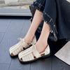 Fashion Flat Shoes Summer New Square Head Open Toe Hollow Front Lacing Soft Sole Anti-slip Wear-resistant Low-top Shoes