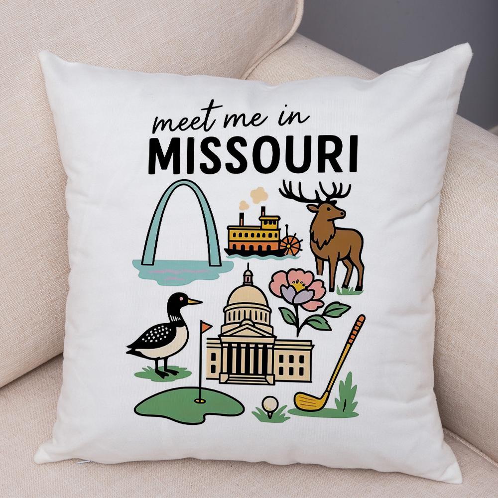 North Carolina Design Pillowcase Double Print Oklahoma Theme Cushion Cover Soft Plush North Dakota Style Pillowcase for Sofa