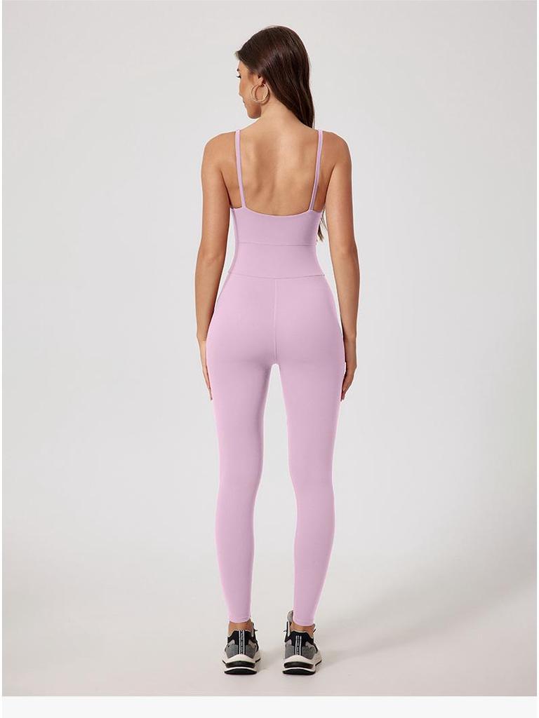 Nude Feel Quick-Dry Zipper Yoga Jumpsuit for Outdoor Fitness & Running