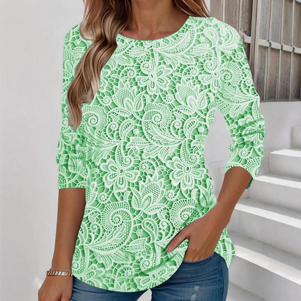 New Autumn and Winter Collection of Long-sleeved Women's Wear with Elegant and Stylish Round-neck Prints