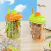 2-in-1 Eiswürfelbereiter & Wasserflasche mit Strohhalm, Silikonform mit Druckentriegelung für Gefrierschrank, Auslaufsichere tragbare Tasse für Fitnessstudio Reisen, BPA-frei Sommer