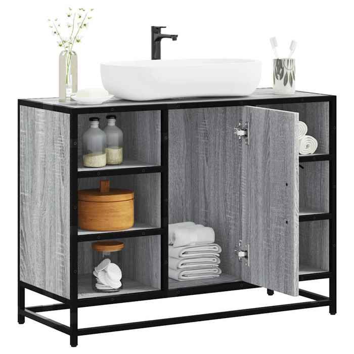 VidaXL Bathroom Vanity Cabinet Sonoma Grey Engineered Wood, Bathroom Sink Cabinet, Bathroom Furniture 849292