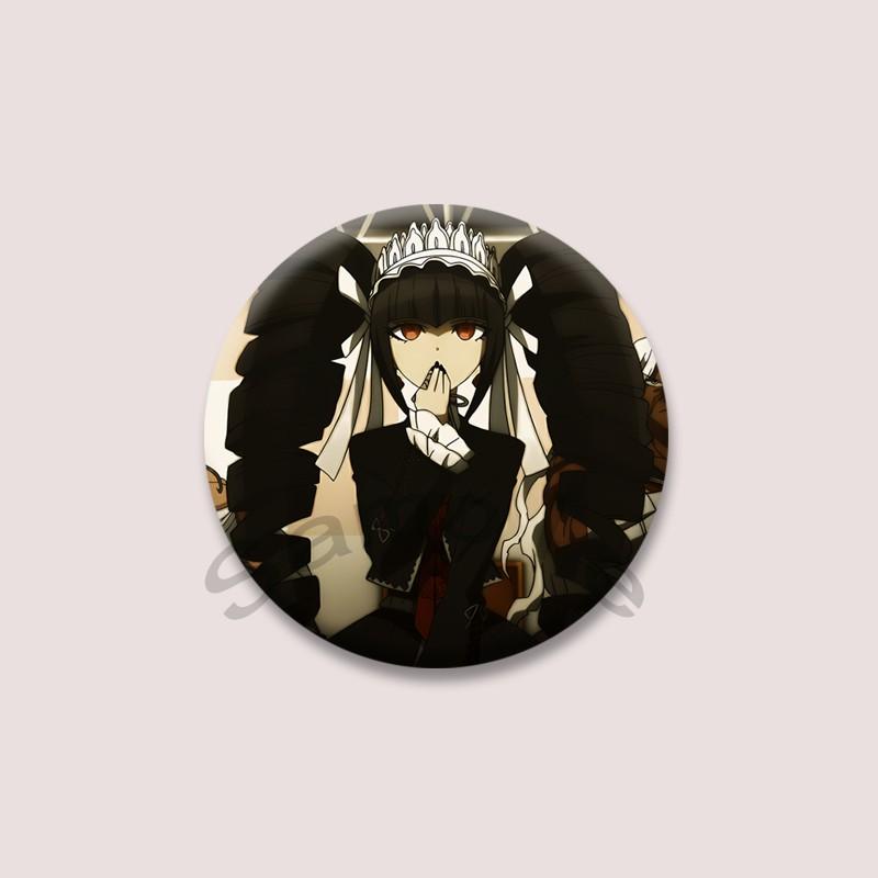 Anime Spiel Danganronpa Anstecknadeln Schwarzer Bär Kyoko Kirigiri Cartoon Cosplay Abzeichen Runde Brosche für Rucksack Tasche Zubehör Geschenk