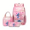 3 Stück Lilo Stitch Angel Rucksack Kinder Jungen Mädchen Schultasche Brottasche Federmäppchen