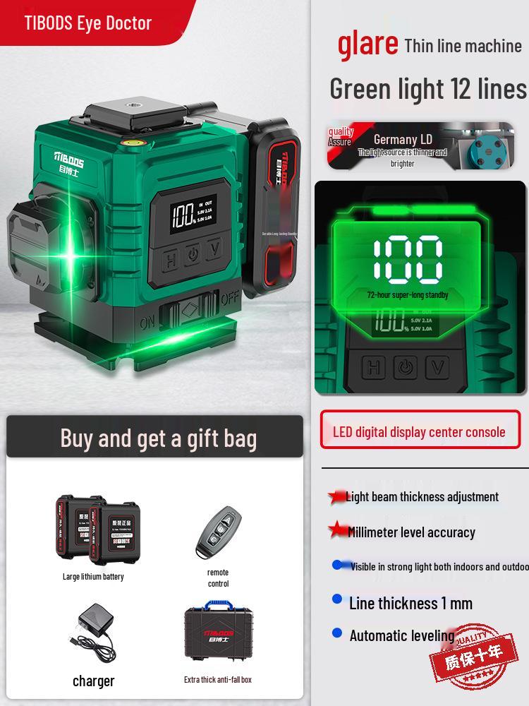 High-Precision Infrared & Green Light Laser Level with Auto-Leveling for Engineering and Surveying
