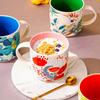 Hand-Painted Ceramic Mug Floral Colored Ceramic Coffee Mug Large Capacity Tea Cup Home Decoration