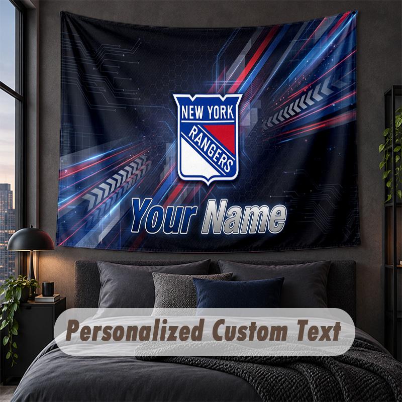 Custom Name Text Tapestry,New York Rangers Decorative Wall Hanging, Background Tapestry For Home Bedroom