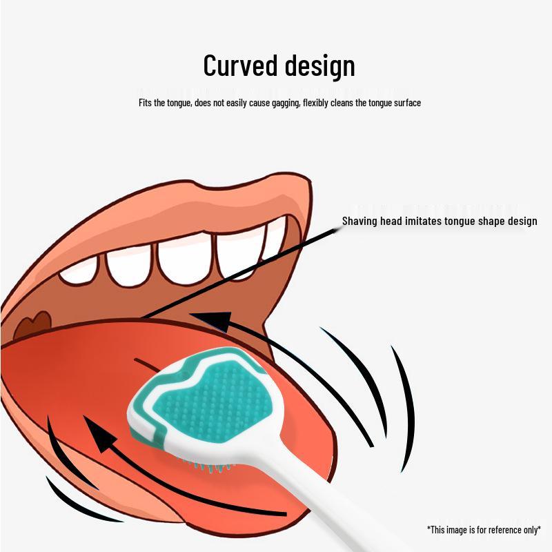Double-Sided Antibacterial Tongue Scraper and Brush for Freshening and Deep Cleaning