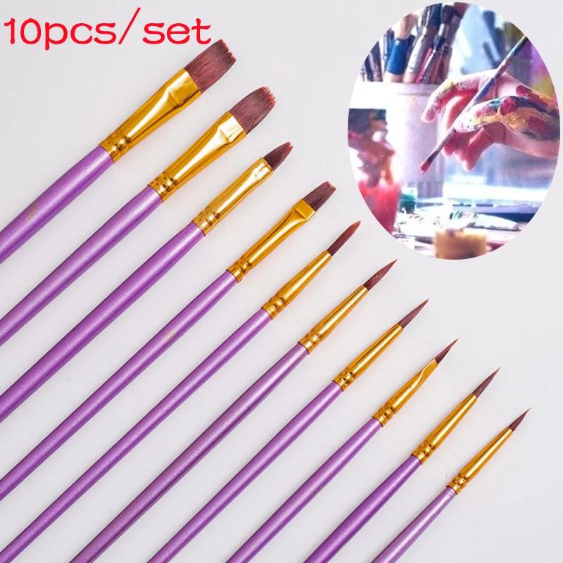 Useful New 10pcs Professional Painting Brushes Watercolor Gouache Brushes Round Head Painting Brush Set Art Supplies