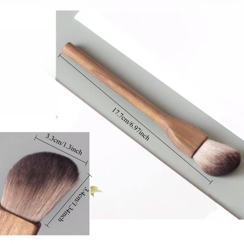 Pensulă de Machiaj Super Moale cu Mâner de Lemn Vintage, Nuc de Înaltă Calitate, Pudră Liberă, Fard de Obraz, Fond de Ten, Pensulă de Contur