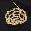 European and American Fashion Gold-Plated Copper Rose Brooch with Zirconia for Weddings