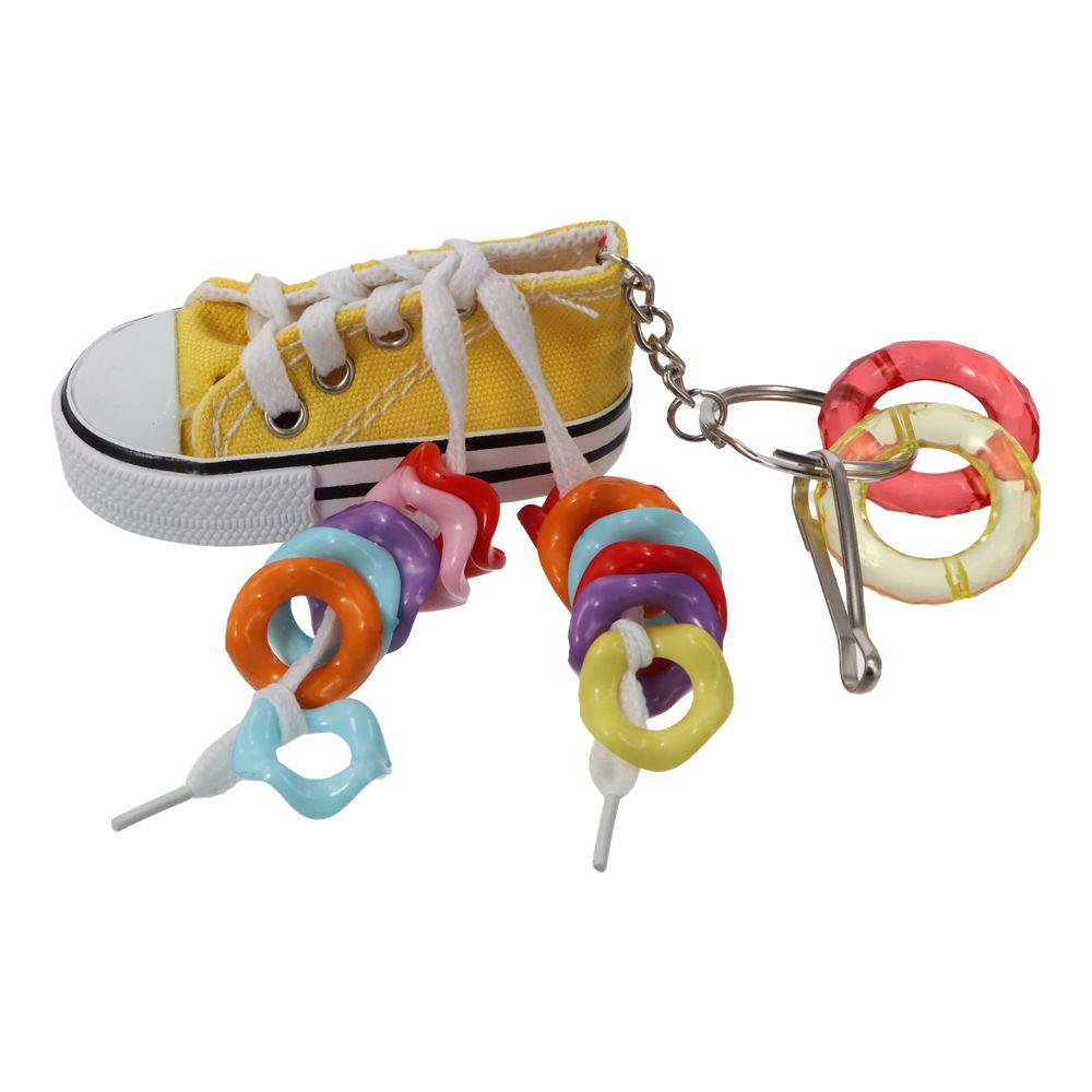 

Colorful Parrot Nibbling Toy 3.14*1.49*1.57 Inch Canvas Shoe Circle Interactive Toy