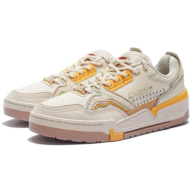 Li Ning 001 Btc Sp Fabric Leather Trendy Non-Slip Shock Absorbing Wear-Resistant Low-Top Skate Shoes Women sneaker Gray AZGS092-2
