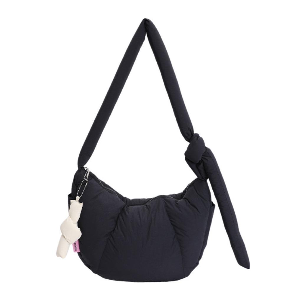 Sweet Down Cotton Dumpling Bag Japanese Style Nylon Quilted Handbag  Outing чёрный