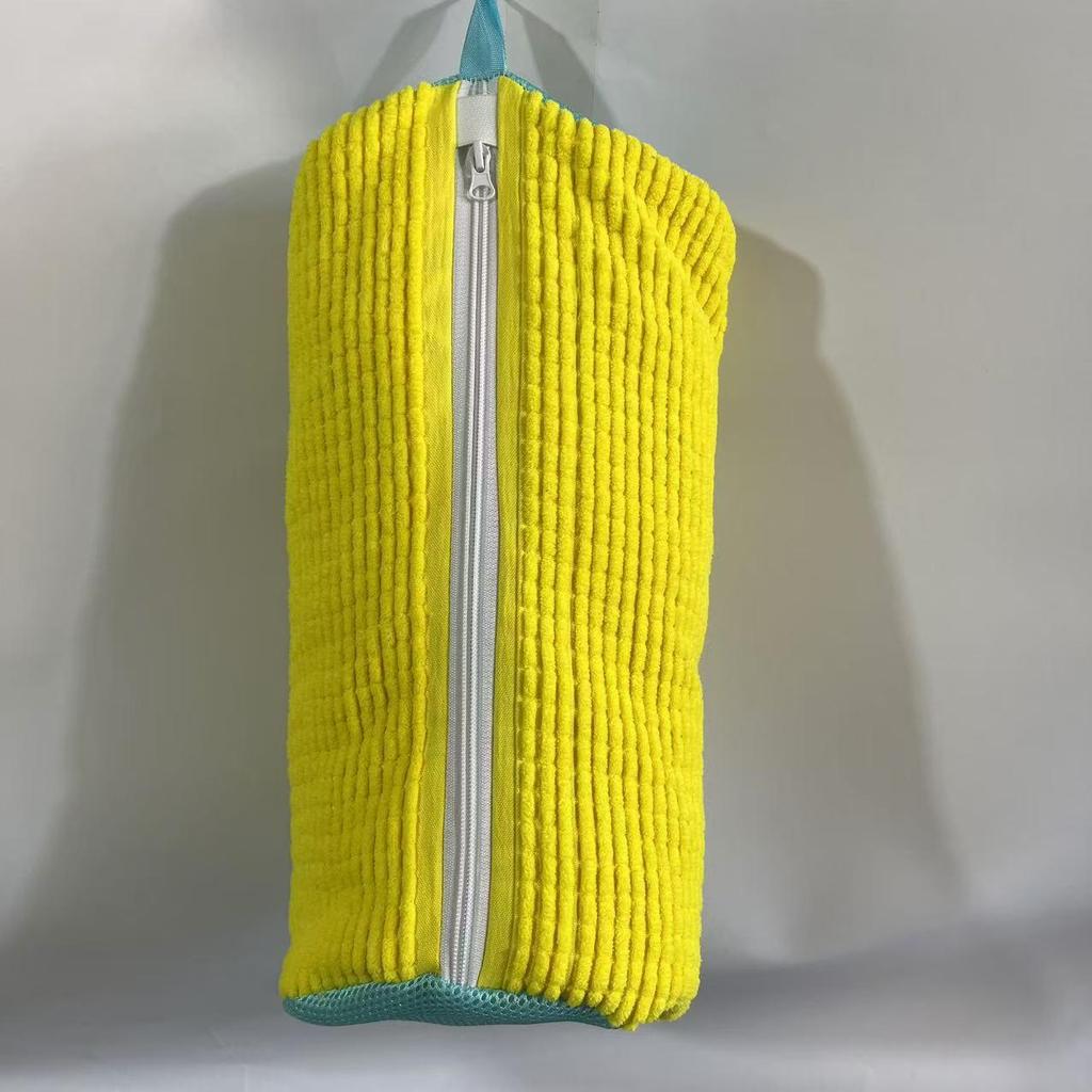 Chenille Shoe Washing Bag with Yellow Zipper - Durable, Multi-Functional, Anti-Deformation Storage for Washing Machines