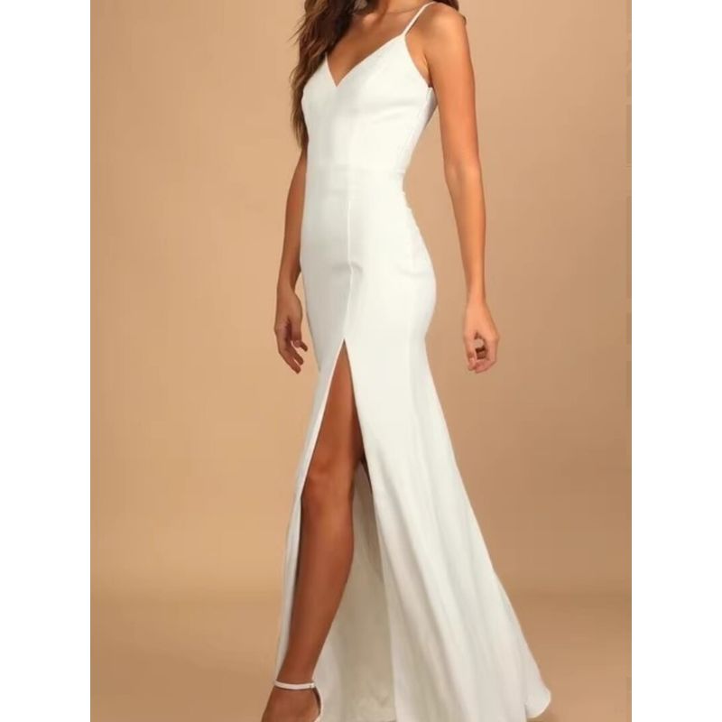 Export Adult Lady Like Woman New Arrival Lu's Home Stylish Open Back Slim Fit Elegant Gentle Female Banquet Temperament Sling Dress Plus Size