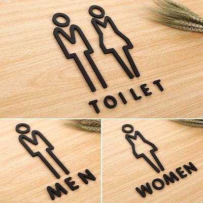 Black WC Signage 3D WC plaketa Adresní talíře Muži Ženy Toaletní cedule Kancelářské budovy