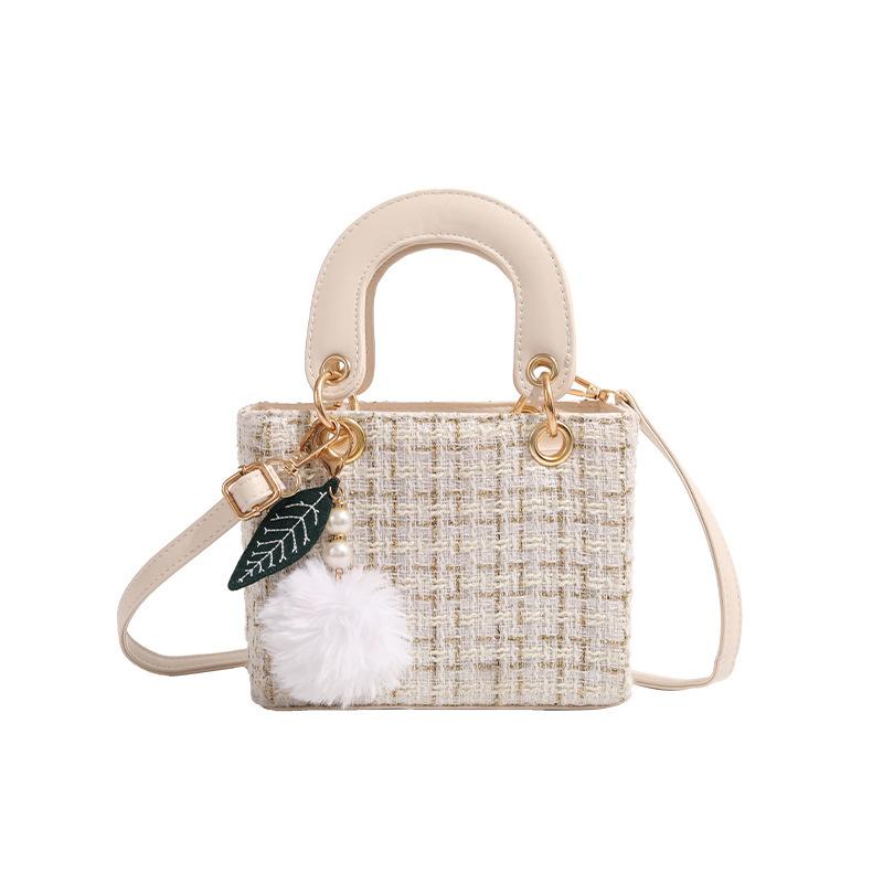 New Style Women's Bag Small Square Bag Women's Simple Portable Shoulder Bag Fashion Trend Messenger Bag with Pendant