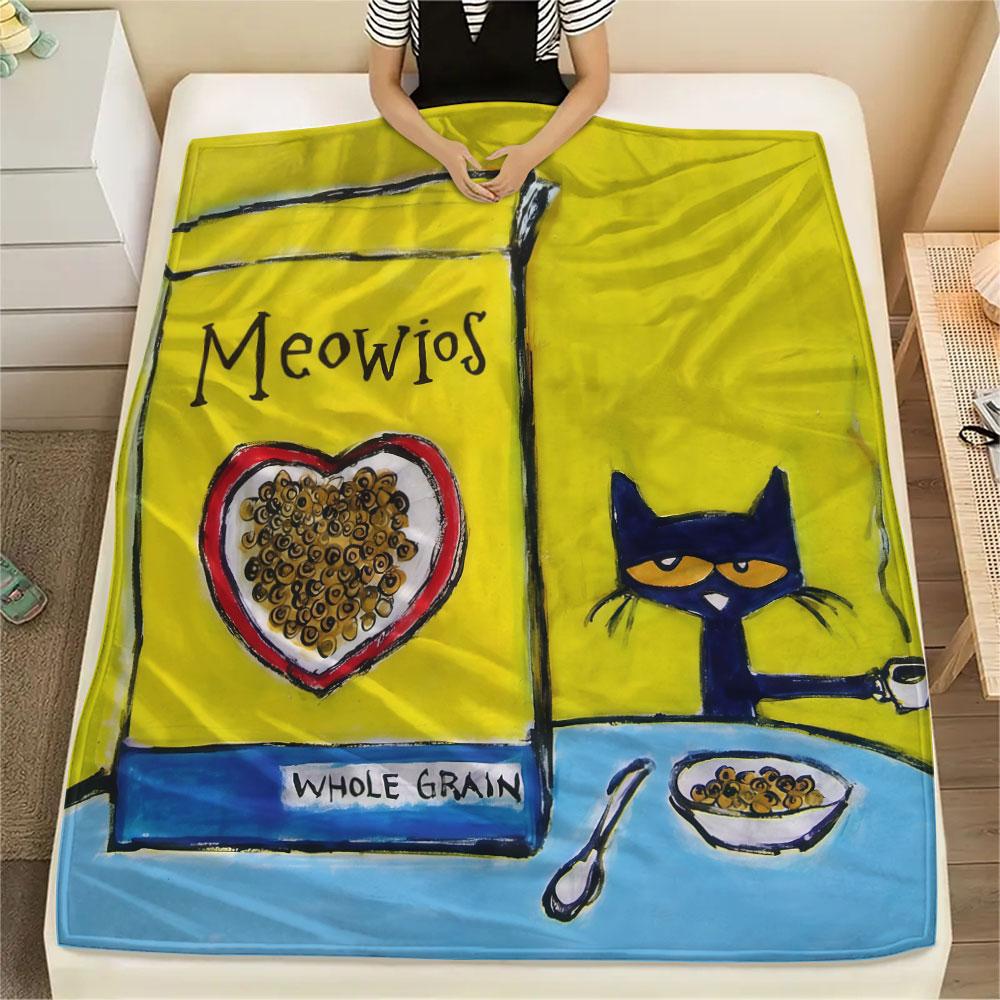 1PC Pete Cat Dream Blanket, High quality Comfortable for All Seasons, Home Decor, Warmth and Comfort