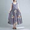 Abiti Estivi Vintage Stampati da Donna Senza Maniche Moda Ampi Vacanza Spiaggia Abito Sottile Eleganti Vestidos Robe Femme