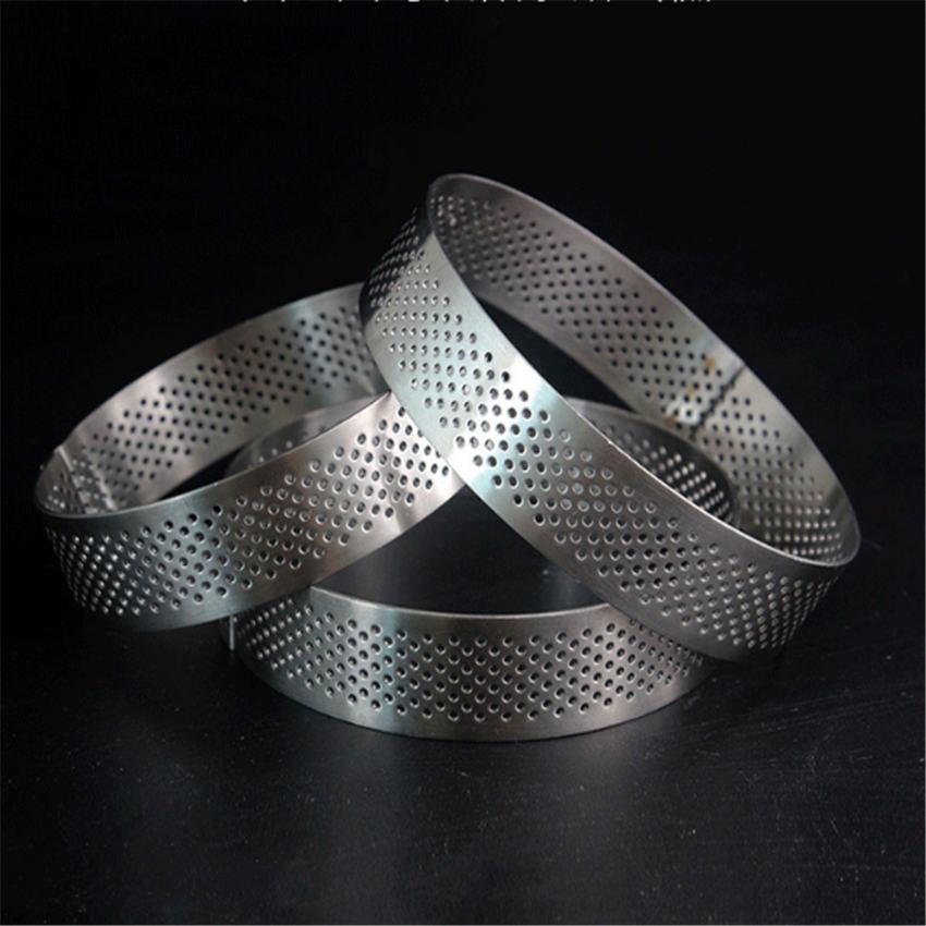 Stainless steel mousse ring mold circular tower ring with holes French oval cake cheese DIY baking tool
