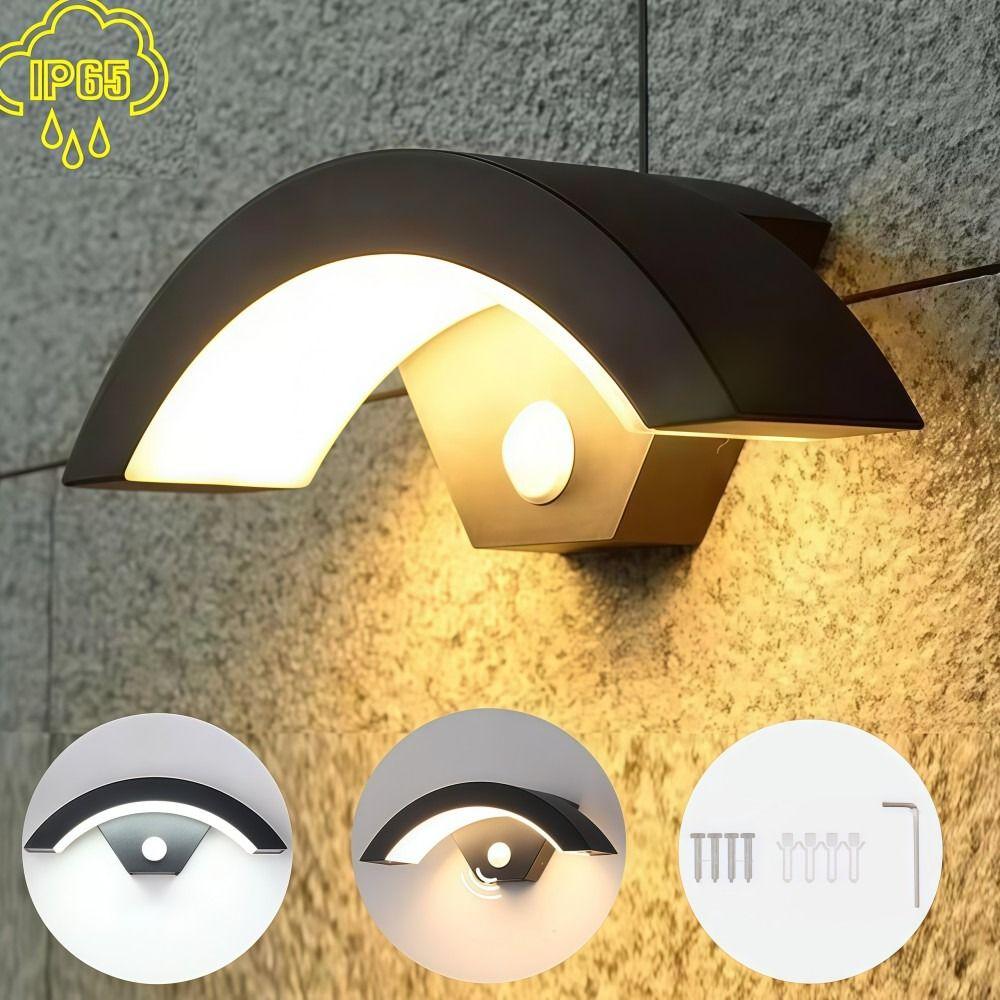 With Motion Sensor Outdoor Curved LED Wall Light  Outside Garden Porch