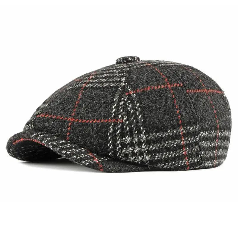 

Winter Polyester Newsboy Caps Octagonal Cap Men and Women Painter Beret Hats 101 55-60cm wear чорний