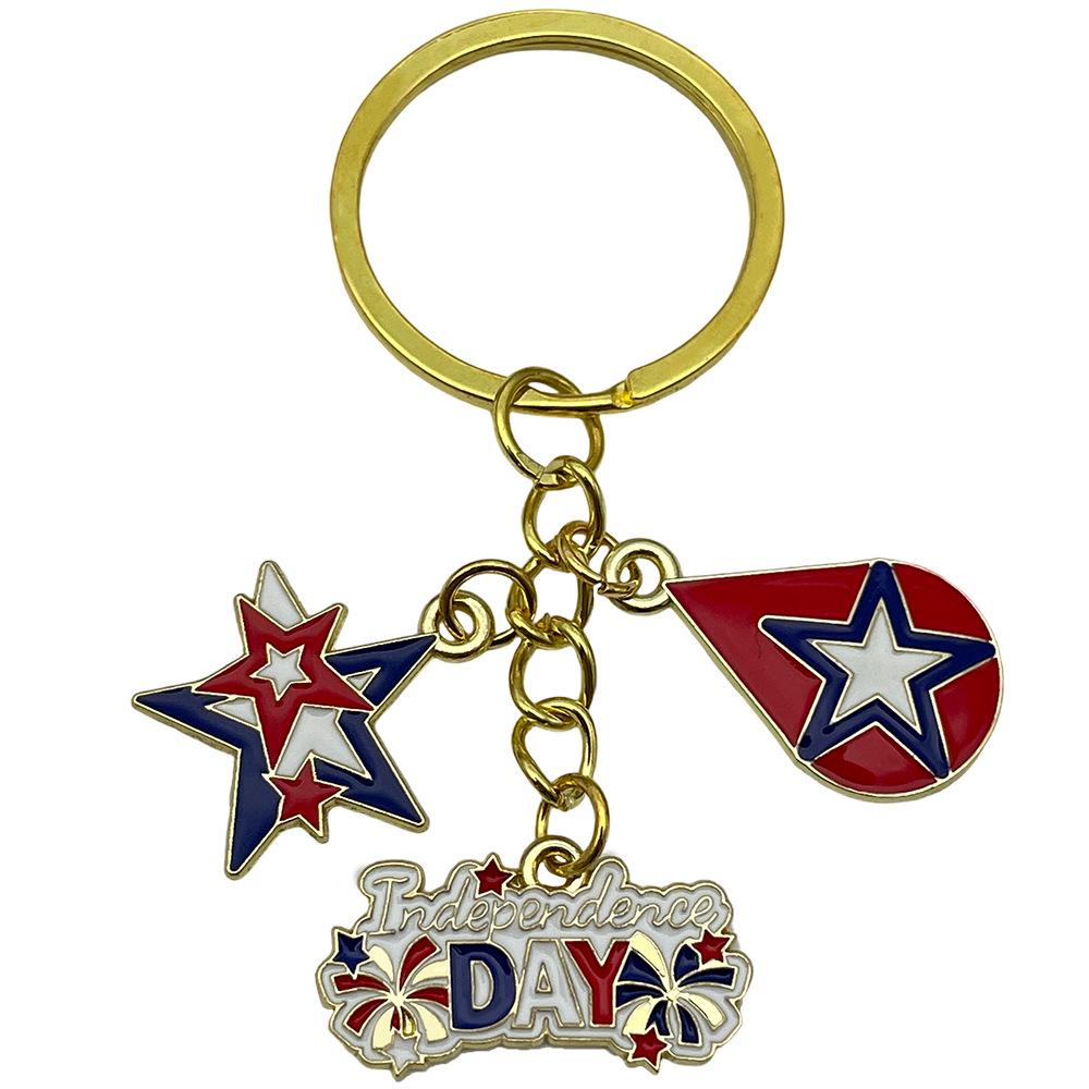 Independence Day Flag Heart & Star Earrings Keychain Pendant